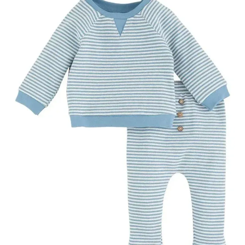 Mud Pie Baby Sleepwear*- Unisex Baby Blue Stripe Outfit, 3-6 Months