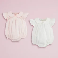 Mud Pie Baby One-Pieces*- White Collared Poplin Bubble