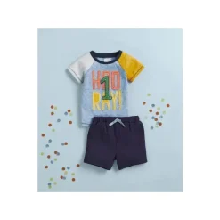 Mud Pie Baby Sets*Hooray 1st Birthday Short Set