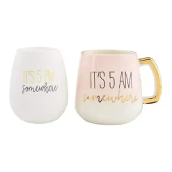 Mud Pie Gift For Mom*Mom Coffee Mug & Wine Glass Set