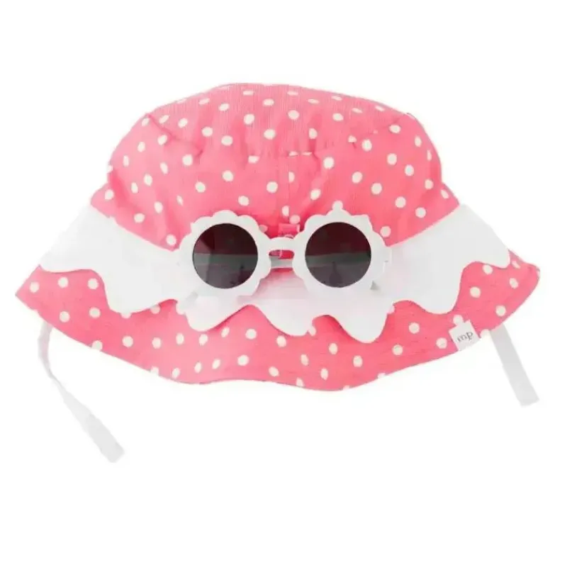 Mud Pie Baby Hats*Mud Pink - Pink Scallop Baby Hat And Glasses, 6/18M