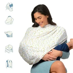 Munchkin Nursing Covers, Scarves, & Wedges*- Antimicrobial 5-In-1 Cover - Quiet Skies