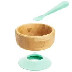 Munchkin Suction Plates & Bowls|Dishes, Utensils & Food Containers*- Bambou Suction Bowl & Silicone Spoon