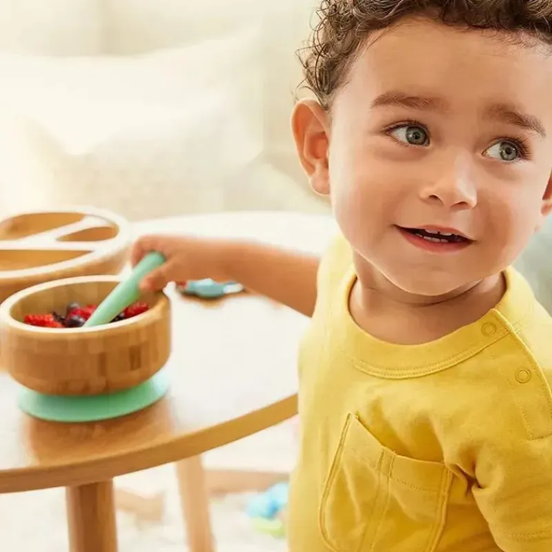 Munchkin Suction Plates & Bowls|Dishes, Utensils & Food Containers*- Bambou Suction Bowl & Silicone Spoon