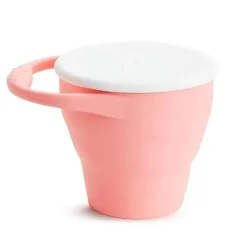 Munchkin Food Jars & Snack Cups|Dishes, Utensils & Food Containers*- C’est Silicone! Collapsible Snack Catcher® with Lid, Coral