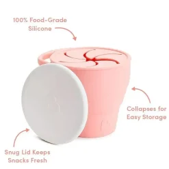 Munchkin Food Jars & Snack Cups|Dishes, Utensils & Food Containers*- C’est Silicone! Collapsible Snack Catcher® with Lid, Coral