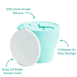 Munchkin Food Jars & Snack Cups|Dishes, Utensils & Food Containers*- C’est Silicone! Collapsible Snack Catcher with Lid, Mint