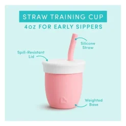 Munchkin Straw, Sippy & Training Cups|Dishes, Utensils & Food Containers*- C’est Silicone! Training Cup with Straw, Coral