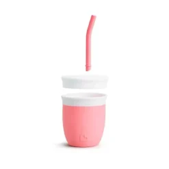 Munchkin Straw, Sippy & Training Cups|Dishes, Utensils & Food Containers*- C’est Silicone! Training Cup with Straw, Coral