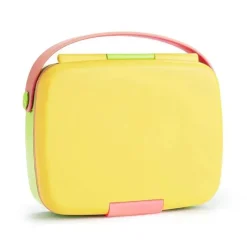 Munchkin Lunch Box|Dishes, Utensils & Food Containers*- Lunch Bento Box with Stainless Steel Utensils (Yellow & Pink)