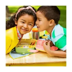 Munchkin Lunch Box|Dishes, Utensils & Food Containers*- Lunch Bento Box with Stainless Steel Utensils (Yellow & Pink)