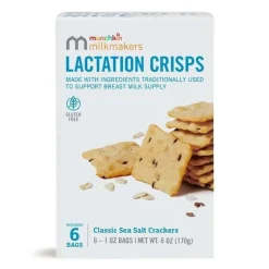 Munchkin Maternity Health & Wellness*- Milkmakers Lactation Crisps for Nursing, Breastfeeding and Pumping Moms, Gluten and Fenugreek Free, Sea Salt