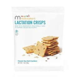 Munchkin Maternity Health & Wellness*- Milkmakers Lactation Crisps for Nursing, Breastfeeding and Pumping Moms, Gluten and Fenugreek Free, Sea Salt