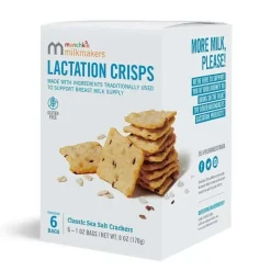 Munchkin Maternity Health & Wellness*- Milkmakers Lactation Crisps for Nursing, Breastfeeding and Pumping Moms, Gluten and Fenugreek Free, Sea Salt