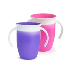 Munchkin Straw, Sippy & Training Cups|Dishes, Utensils & Food Containers*2019 Miracle 360° Trainer Cup 7 oz, Assorted Colors (Pink&Purple or Blue&Green), 2-Pack