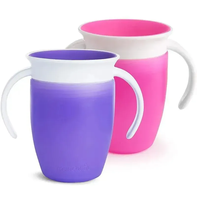 Munchkin Straw, Sippy & Training Cups|Dishes, Utensils & Food Containers*- 2Pk Miracle 360° Trainer Cup, Pink/Purple