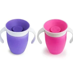 Munchkin Straw, Sippy & Training Cups|Dishes, Utensils & Food Containers*- 2Pk Miracle 360° Trainer Cup, Pink/Purple