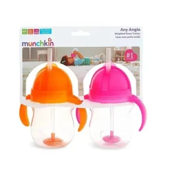 Munchkin Straw, Sippy & Training Cups|Dishes, Utensils & Food Containers*Any Angle wt. Straw Trainer 2 Pk (Orange & Pink or Blue & Green)