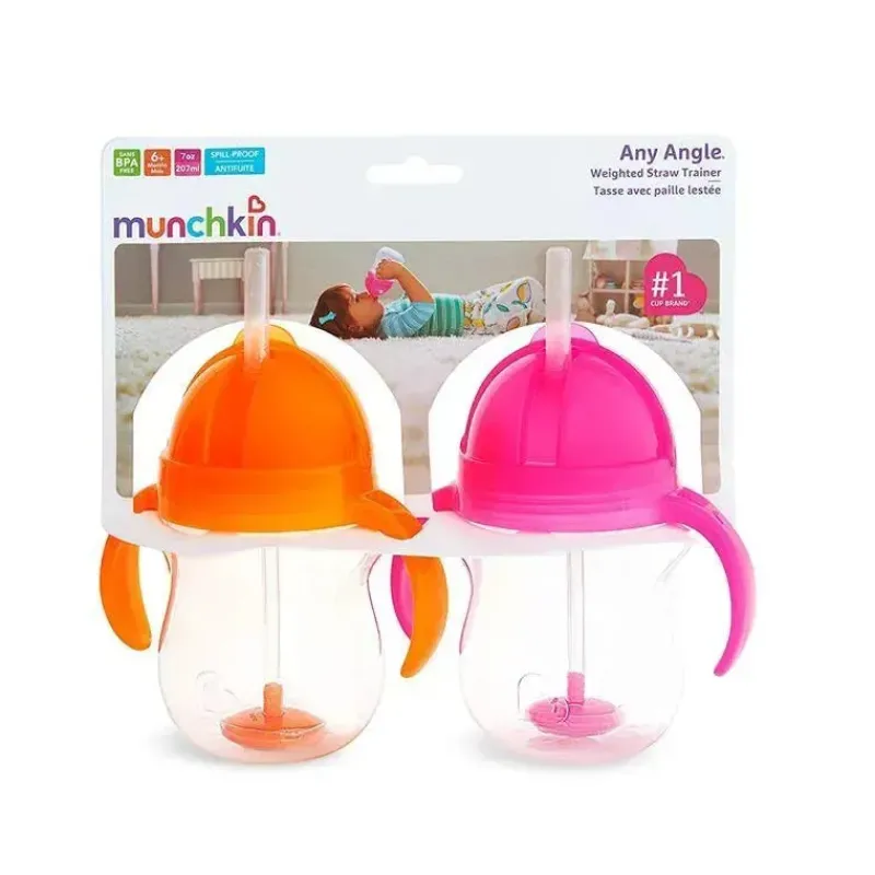 Munchkin Straw, Sippy & Training Cups|Dishes, Utensils & Food Containers*Any Angle wt. Straw Trainer 2 Pk (Orange & Pink or Blue & Green)