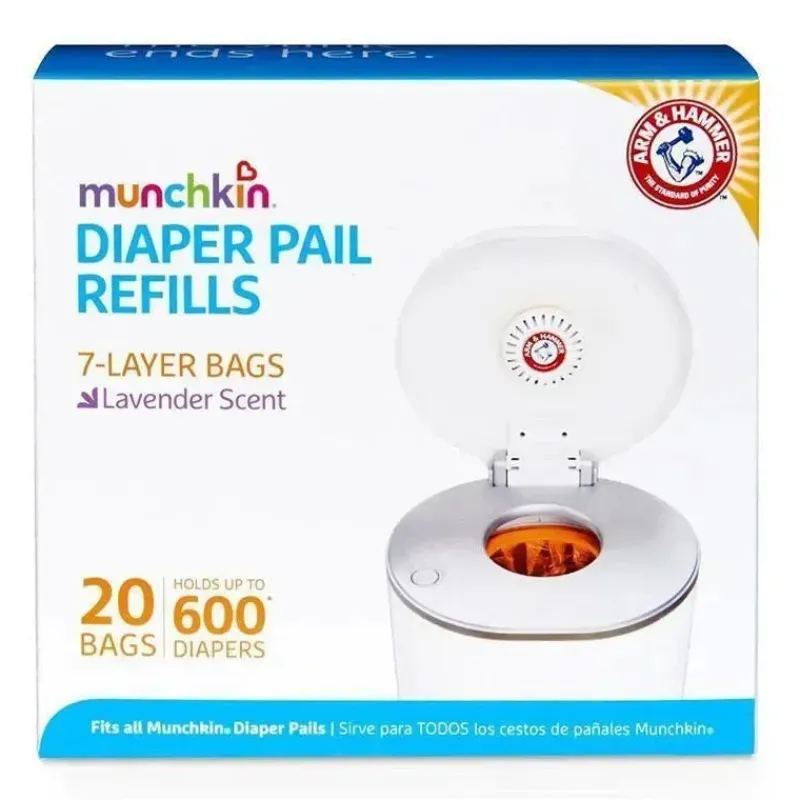 Munchkin Diaper Pails & Refills*Arm & Hammer Diaper Pail Refill Bags, 20 Pack, Holds