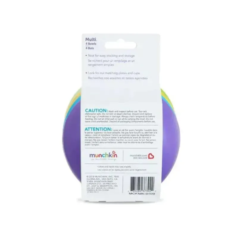 Munchkin Plates & Bowls|Dishes, Utensils & Food Containers*Multi Bowls. 4-Pack, Assorted Colors