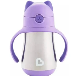 Munchkin Water Bottle|Dishes, Utensils & Food Containers*8Oz Cool Cat Stainless Steel Cup, Purple