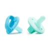 Munchkin Toys For 0-12 Months|Gift For Baby*Sili-Soothe & Teethe Silicone Pacifier + Teether - 2Pk, Blue/Green