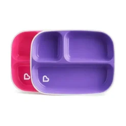 Munchkin Plates & Bowls|Dishes, Utensils & Food Containers*Splash Divided Plates 2-Pack, Pink/Purple