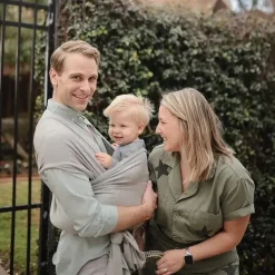 Mushie Baby Slings & Wraps*- 100% Organic Cotton Baby Wrap Carrier, Grey Melange