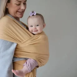 Mushie Baby Slings & Wraps*- 100% Organic Cotton Baby Wrap Carrier, Mustard Melange