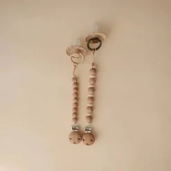 Mushie Gift For Baby|Bottles & Sets*- 100% Silicone Baby Pacifier Clip BPA Free, Hera Faux Wood