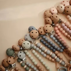 Mushie Gift For Baby|Pacifier Clips & Cases*- 100% Silicone Baby Pacifier Clip BPA Free, Eva Ash