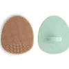 Mushie Grooming*- Baby Bath Cradle Cap Brush for Dry Skin, Eczema Treatment, 2 Pack, Natural/Cambridge Blue