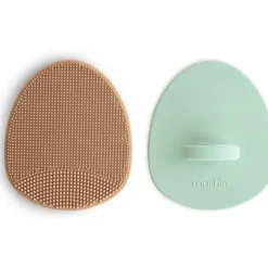 Mushie Grooming*- Baby Bath Cradle Cap Brush for Dry Skin, Eczema Treatment, 2 Pack, Natural/Cambridge Blue