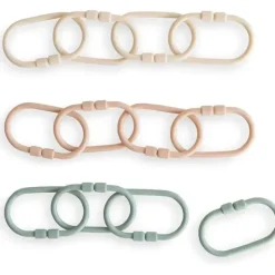 Mushie Handbags & Accessories*- Baby Chain Link Rings Toy 12 Count, Multiuse Car Seat Stroller Connecting Toy, Shifting Sand, Blush, Cambridge Blue