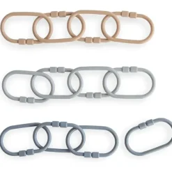 Mushie Handbags & Accessories*- Baby Chain Link Rings Toy 12 Count, Multiuse Car Seat Stroller Connecting Toy, Natural, Stone, Tradewinds