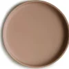 Mushie Suction Plates & Bowls|Dishes, Utensils & Food Containers*- Classic Silicone Suction Plate, BPA-Free Non-Slip Design, Natural