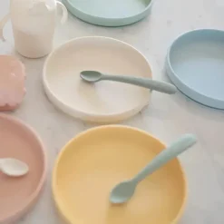 Mushie Suction Plates & Bowls|Dishes, Utensils & Food Containers*- Classic Silicone Suction Plate, BPA-Free Non-Slip Design, Blush