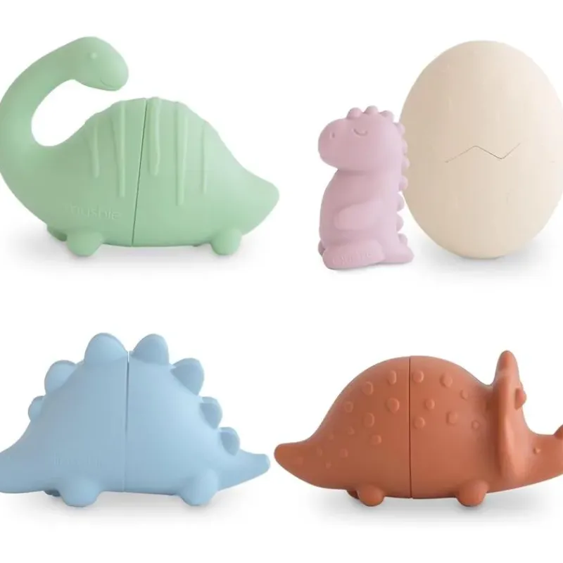Mushie Bath Toys*- Dino Mold Free Bath Play Set, 4 Pack