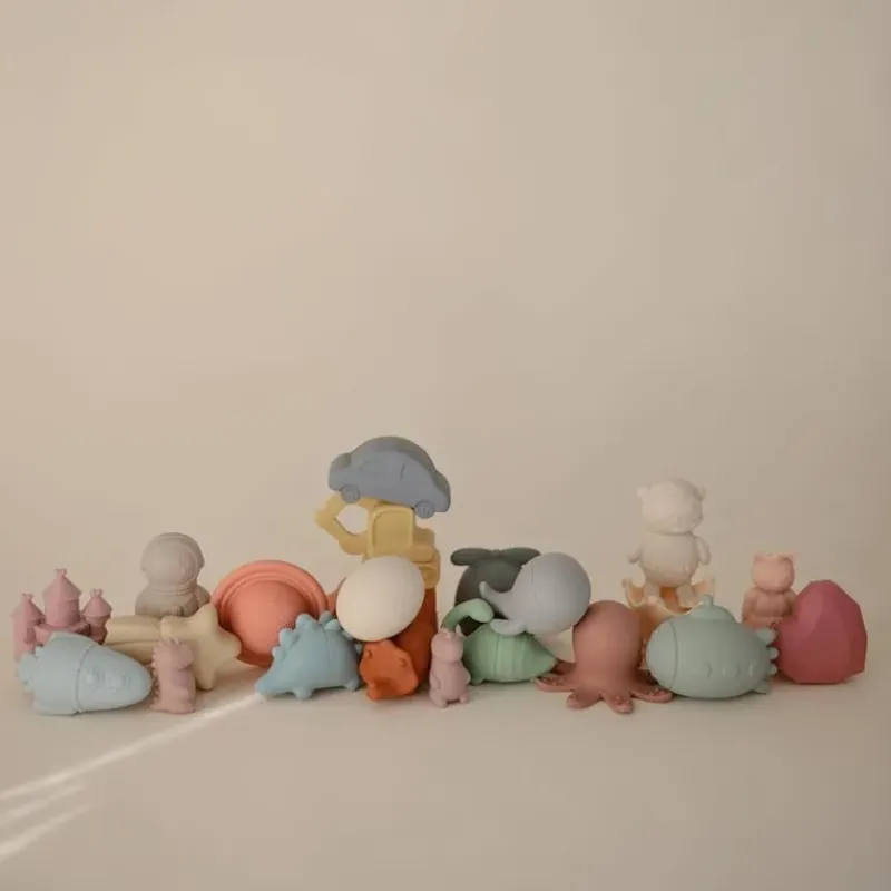 Mushie Bath Toys*- Dino Mold Free Bath Play Set, 4 Pack