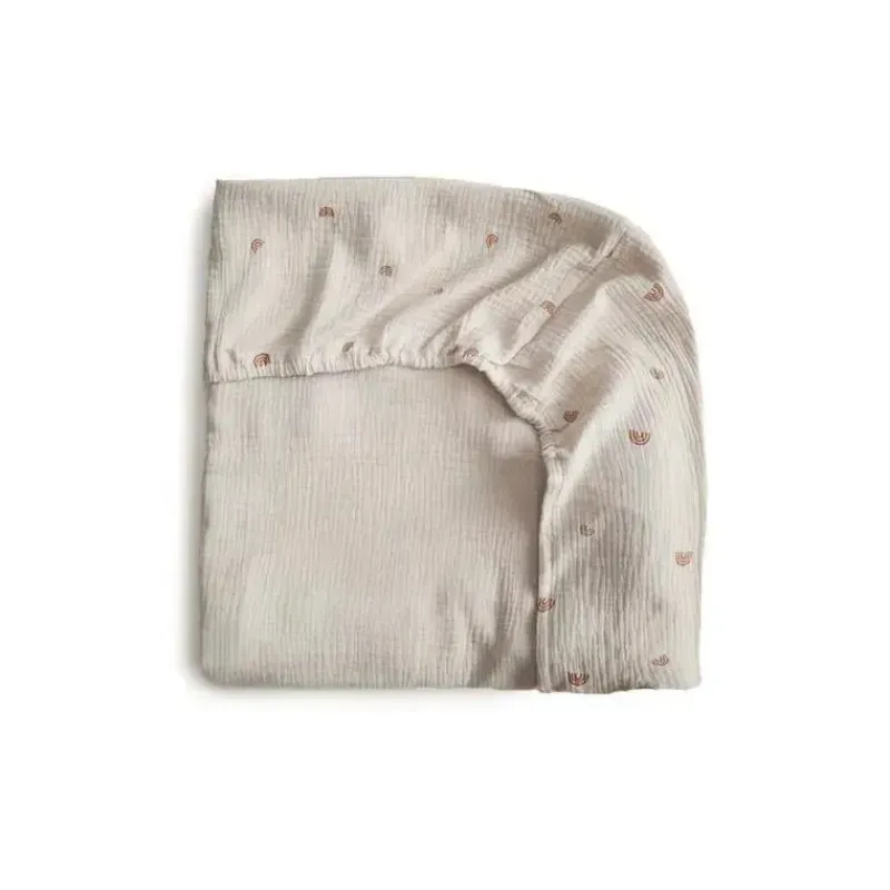 Mushie Crib & Bed Sheets*- Extra Soft Muslin Crib Sheet (Rainbow)