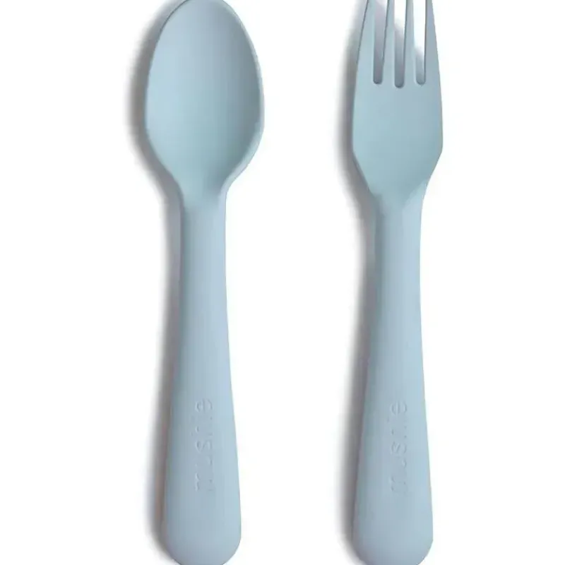 Mushie Utensils & Accessories|Dishes, Utensils & Food Containers*- Flatware Fork & Spoon Set For Kids, Powder Blue