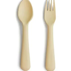 Mushie Utensils & Accessories|Dishes, Utensils & Food Containers*- Flatware Fork & Spoon Set For Kids, Pale Daffodi