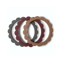 Mushie Gift For Baby|Gifts Up To $25*- Flower Teething Bracelet 3-Pack (Dried Thyme/Berry/Natural)