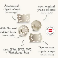 Mushie Gift For Baby|Pacifiers*- Frigg Baby's First Pacifier Set, Cream
