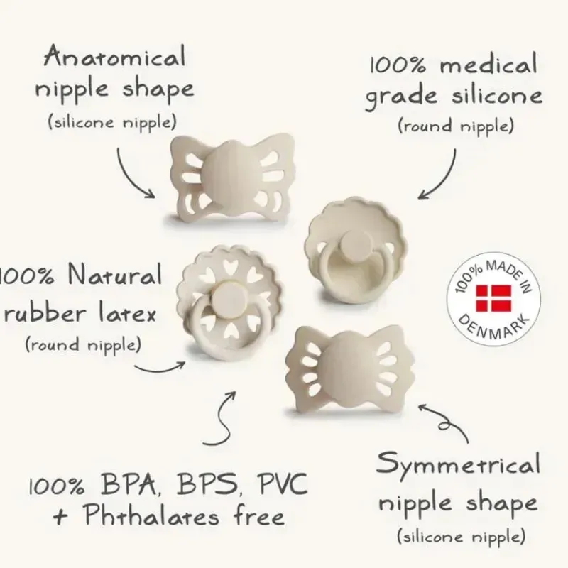 Mushie Gift For Baby|Pacifiers*- Frigg Baby's First Pacifier Set, Cream