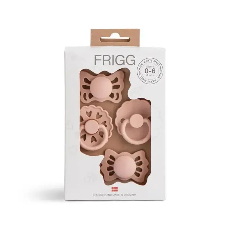 Mushie Gift For Baby|Pacifiers*- Frigg Baby's First Pacifier? Set, Floral Heart 4-Pack, BPA-Free, 0 to 6 Months, Blush
