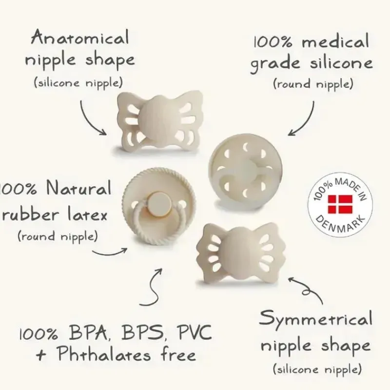 Mushie Gift For Baby|Pacifiers*- Frigg Baby's First Pacifier Set, Cream