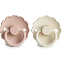 Mushie Cool Baby Products|Gift For Baby*- Frigg Daisy Natural Rubber Baby Pacifier, Blush/Cream, 6/18M