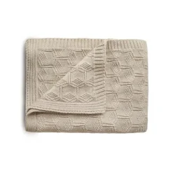 Mushie Blankets & Quilts*- Knitted Honeycomb Baby Blanket - Beige